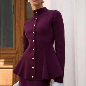 LICHI - JERSEY JACKET WITH STAND-UP COLLAR AND GOLDEN BUTTONS